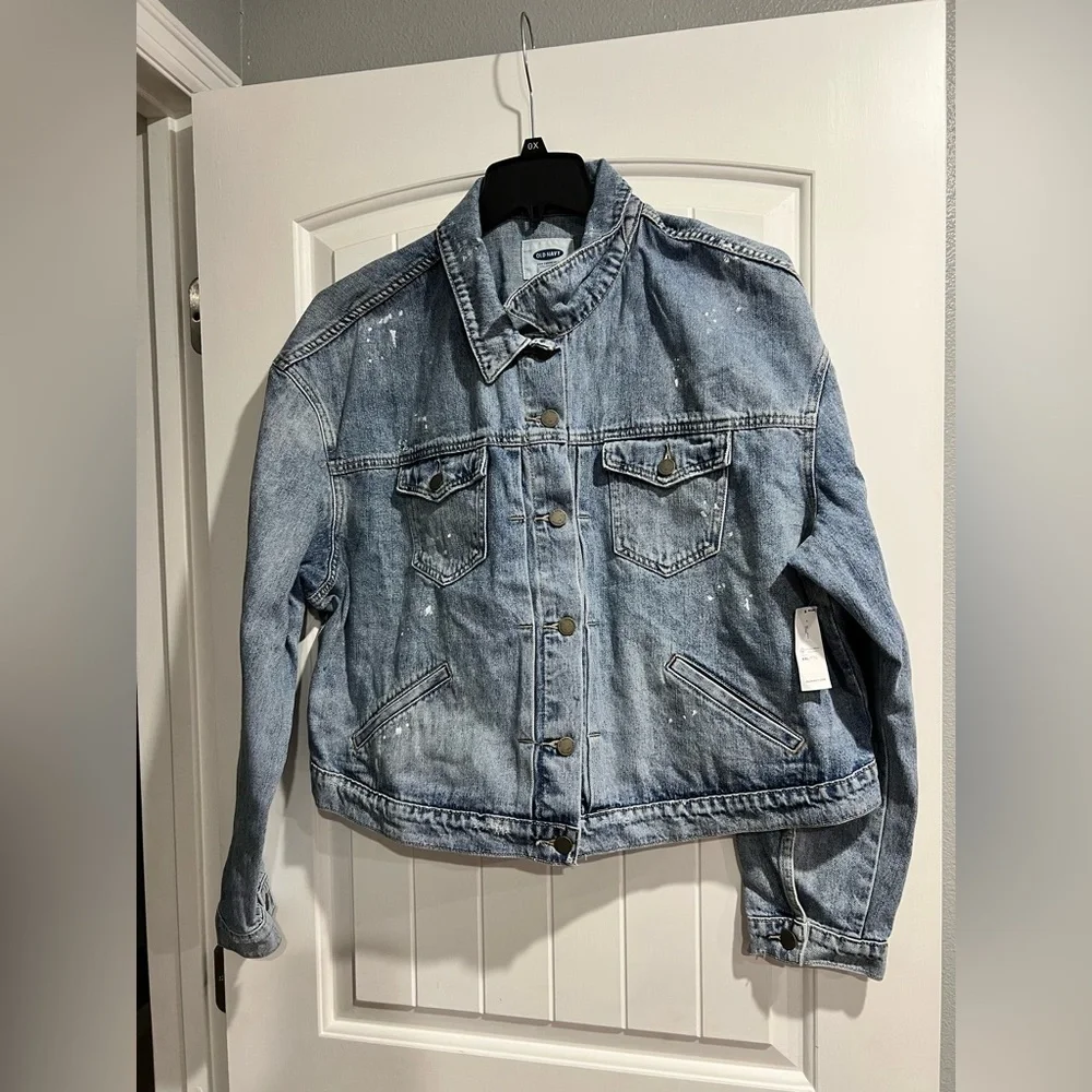 NEW NWT Old Navy paint splatter Jean jacket XXL plus - Picture 1 of 7